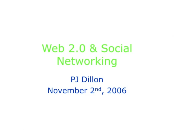 Web 2.0 &amp; Social Networking