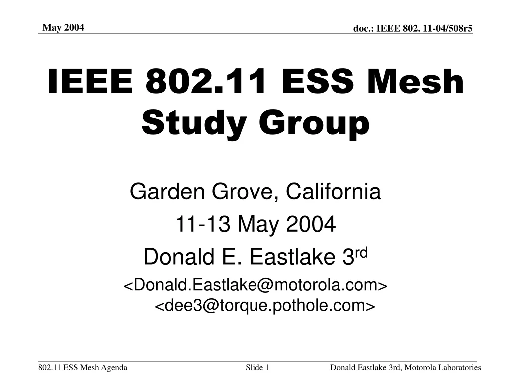 ieee 802 11 ess mesh study group