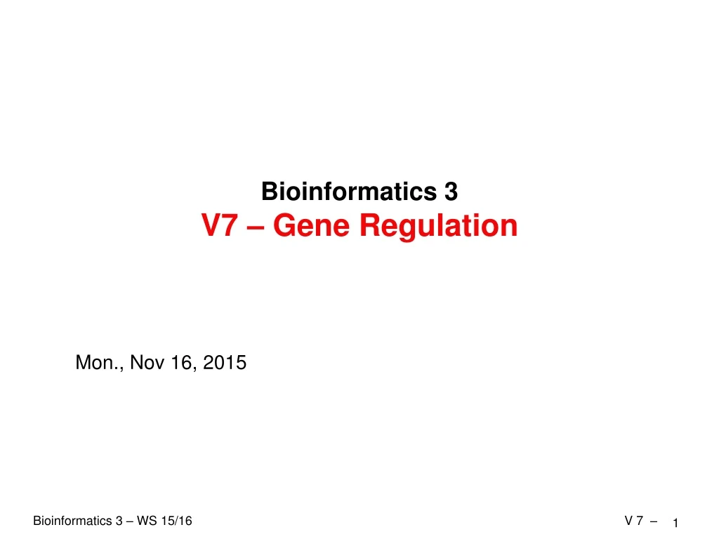 bioinformatics 3 v7 gene regulation