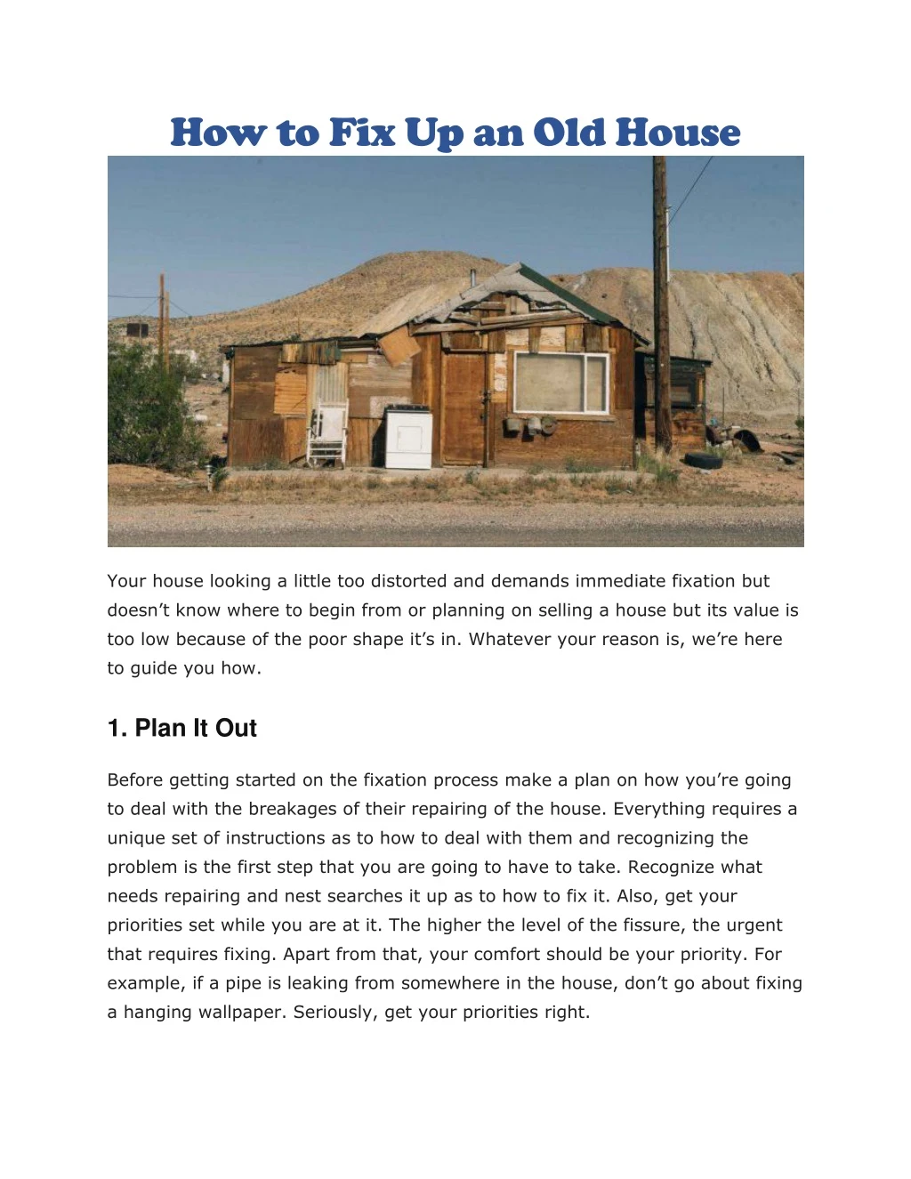 how to fix up an old house