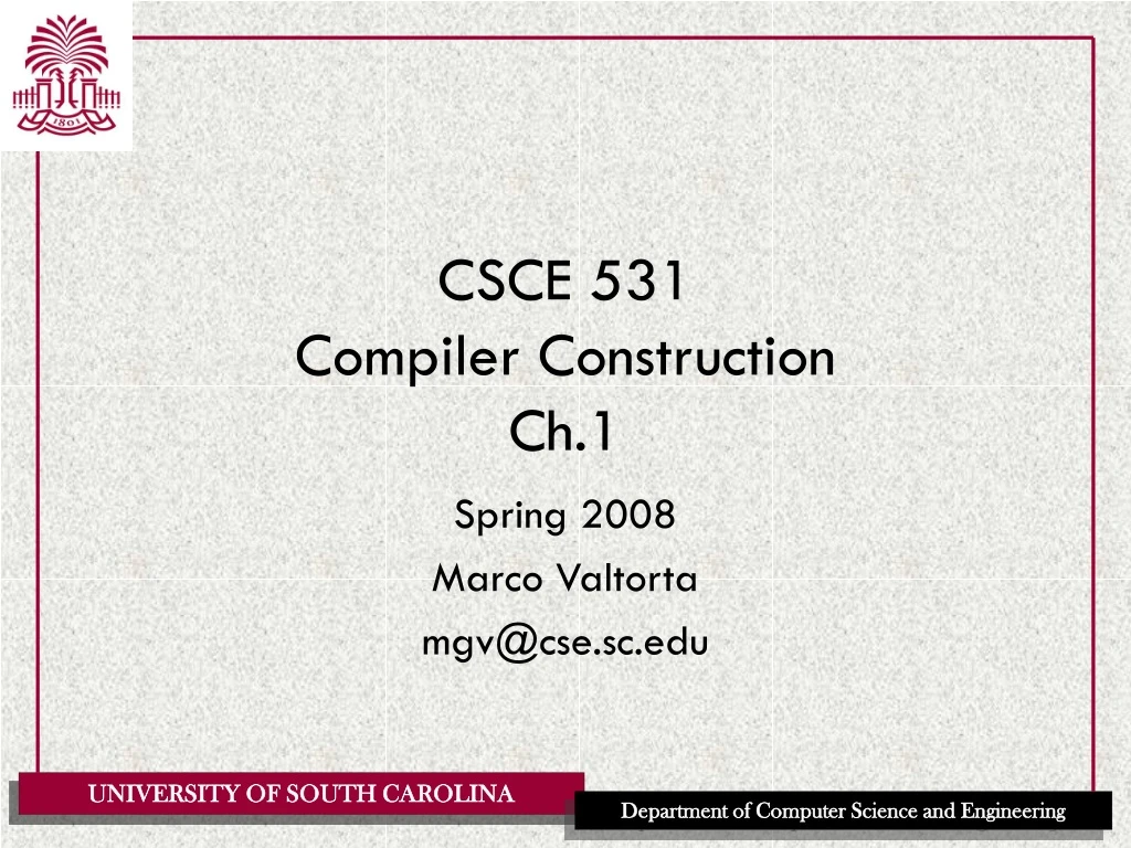 csce 531 compiler construction ch 1
