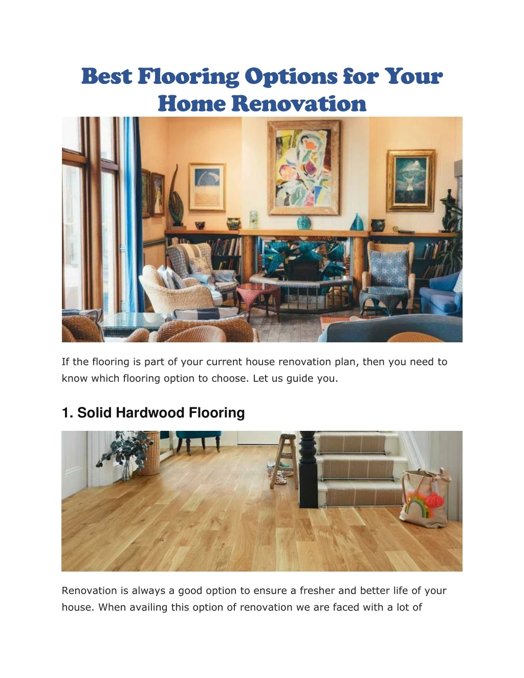 best flooring options for your home renovation