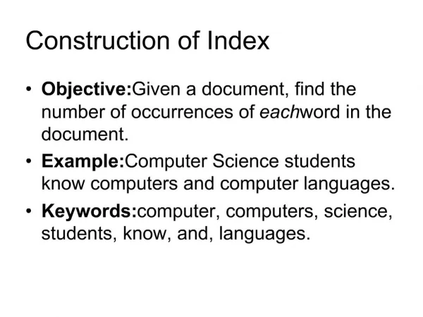 Construction of Index