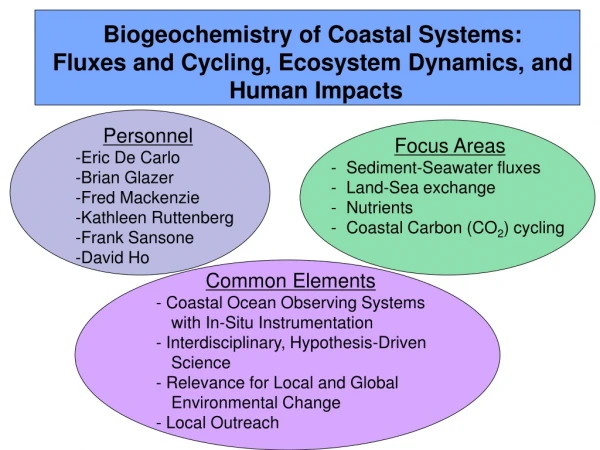 Biogeochemistry of Coastal Systems: Fluxes and Cycling, Ecosystem Dynamics, and Human Impacts