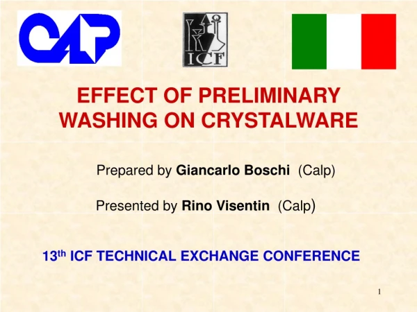 EFFECT OF PRELIMINARY WASHING ON CRYSTALWARE