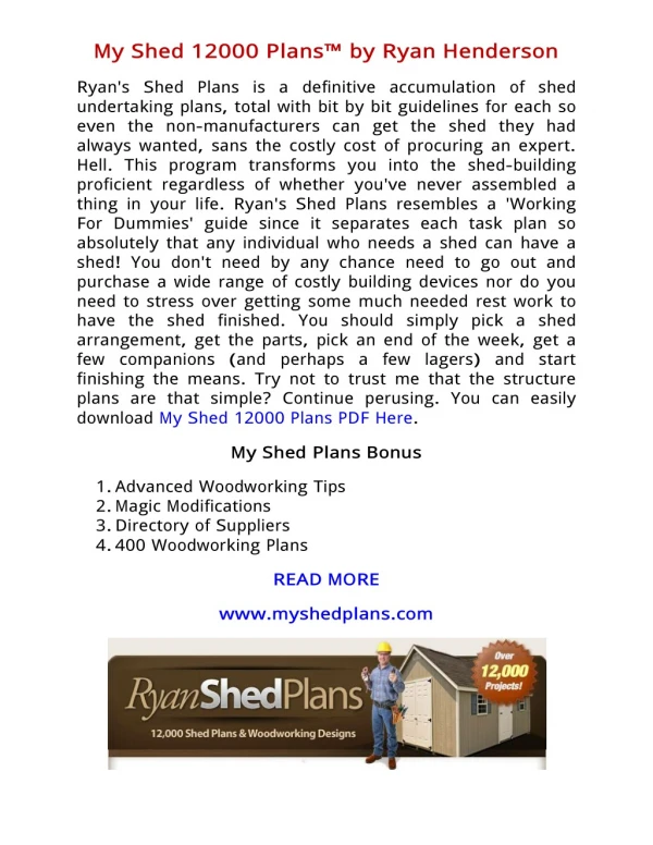 [PDF] My Shed 12000 Plans™ by Ryan Henderson