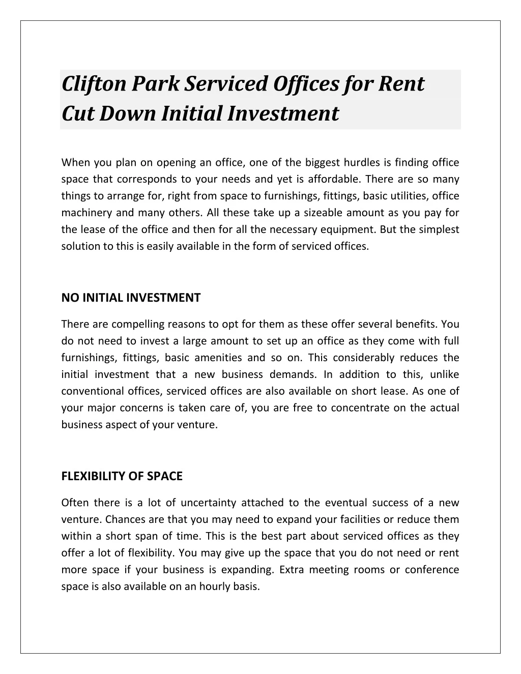 clifton park serviced offices for rent cut down