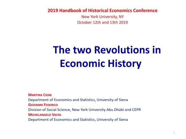 The two Revolutions in Economic History