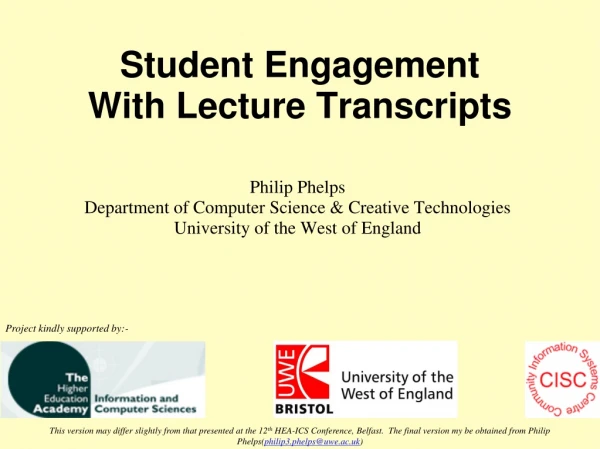Student Engagement With Lecture Transcripts