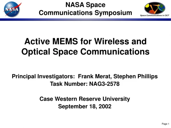 Active MEMS for Wireless and Optical Space Communications
