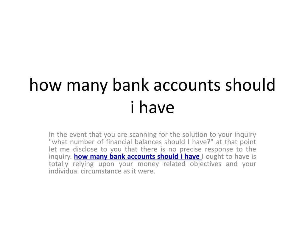 how many bank accounts should i have