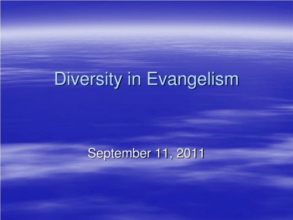 Diversity in Evangelism