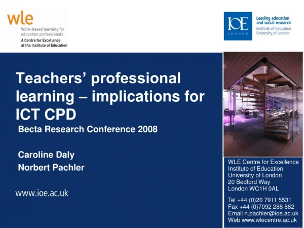 Teachers’ professional learning – implications for ICT CPD