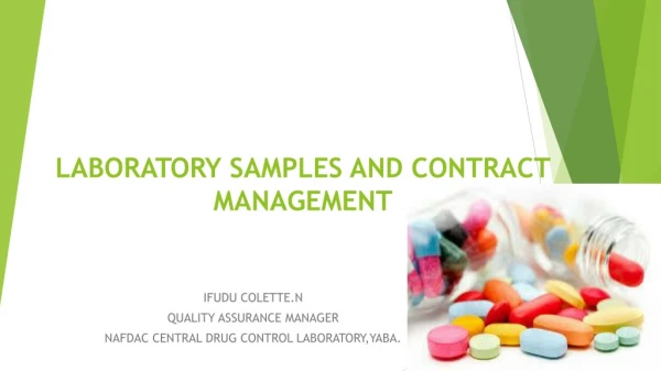LABORATORY SAMPLES AND CONTRACT MANAGEMENT