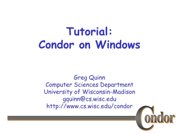 Tutorial: Condor on Windows