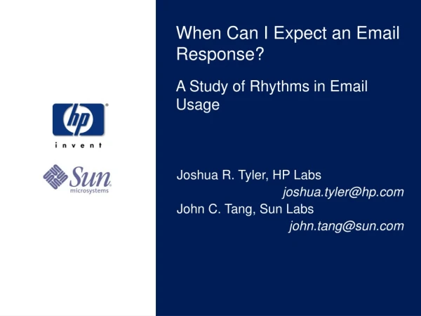 When Can I Expect an Email Response? A Study of Rhythms in Email Usage