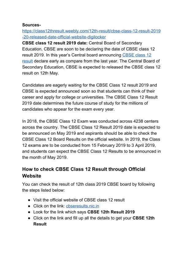 CBSE CLASS 12 RESULT 2019-20 RELEASED DATE: OFFICIAL WEBSITE, DIGILOCKER
