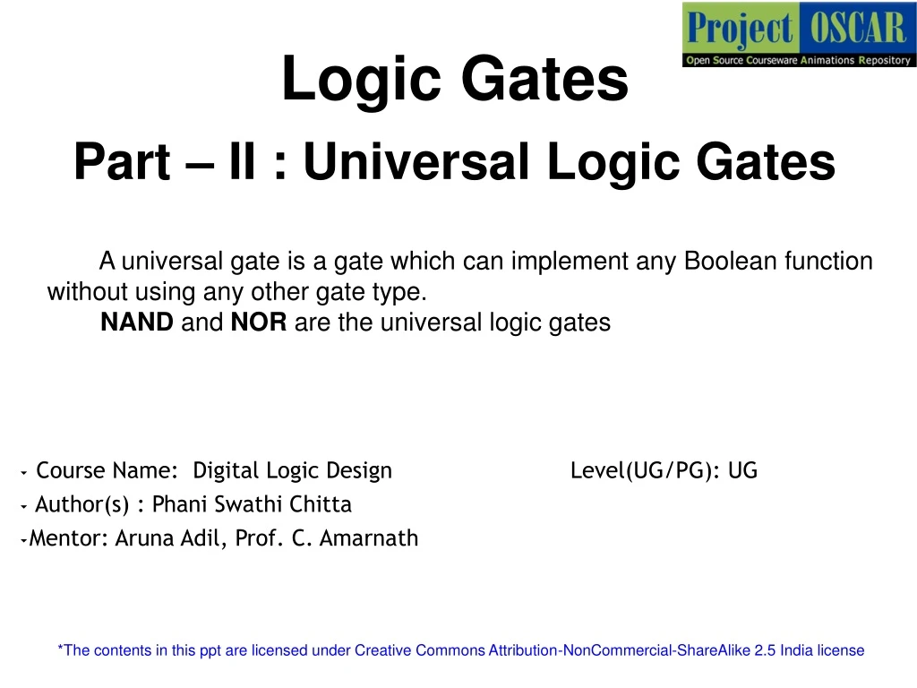 logic gates part ii universal logic gates