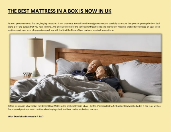 THE BEST MATTRESS IN A BOX IS NOW IN UK