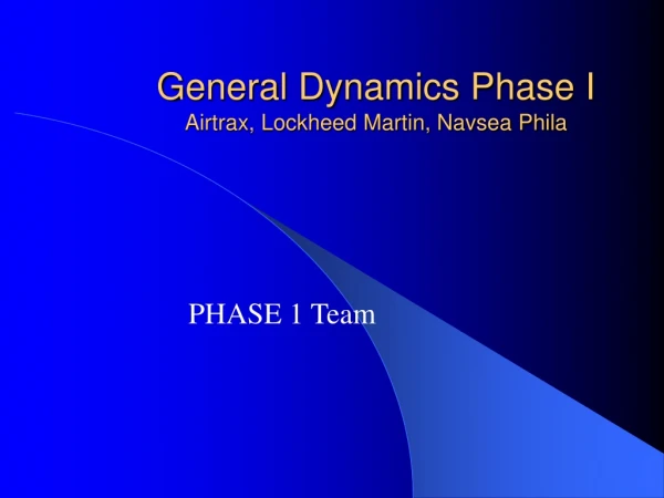 General Dynamics Phase I Airtrax, Lockheed Martin, Navsea Phila