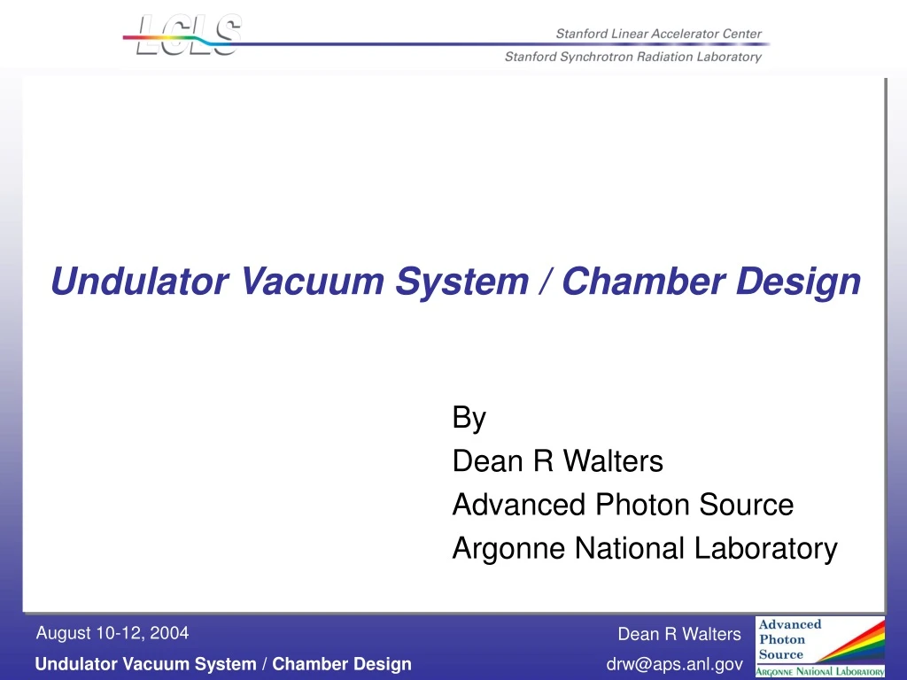 undulator vacuum system chamber design