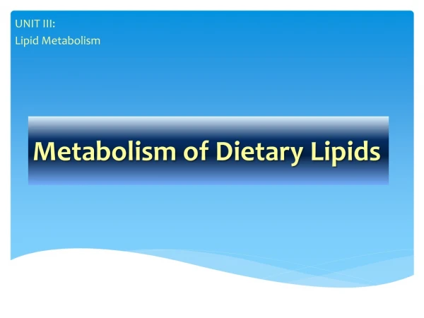 Metabolism of Dietary Lipids