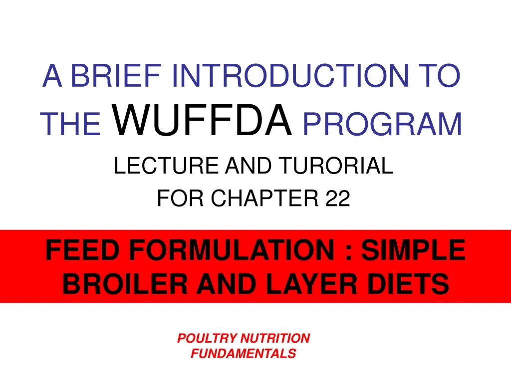 a brief introduction to the wuffda program