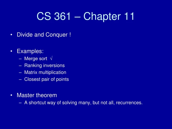 CS 361 – Chapter 11