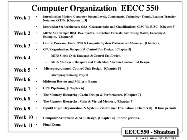 Computer Organization EECC 550
