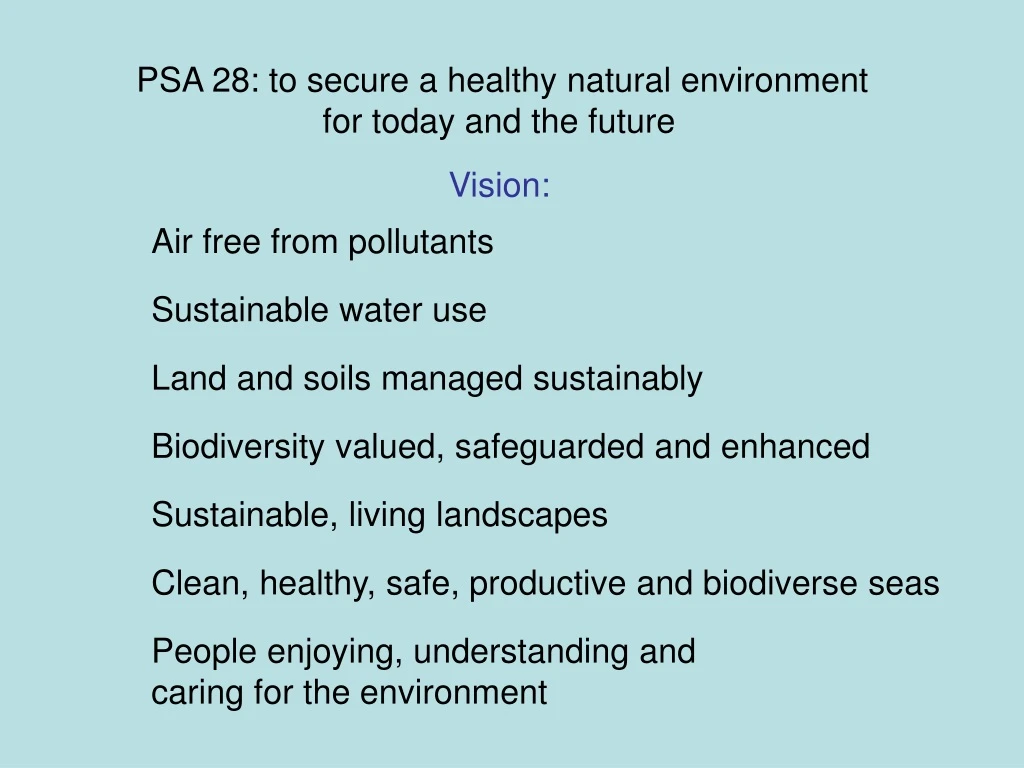 psa 28 to secure a healthy natural environment