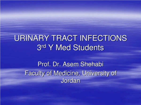 URINARY TRACT INFECTIONS 3 rd Y Med Students