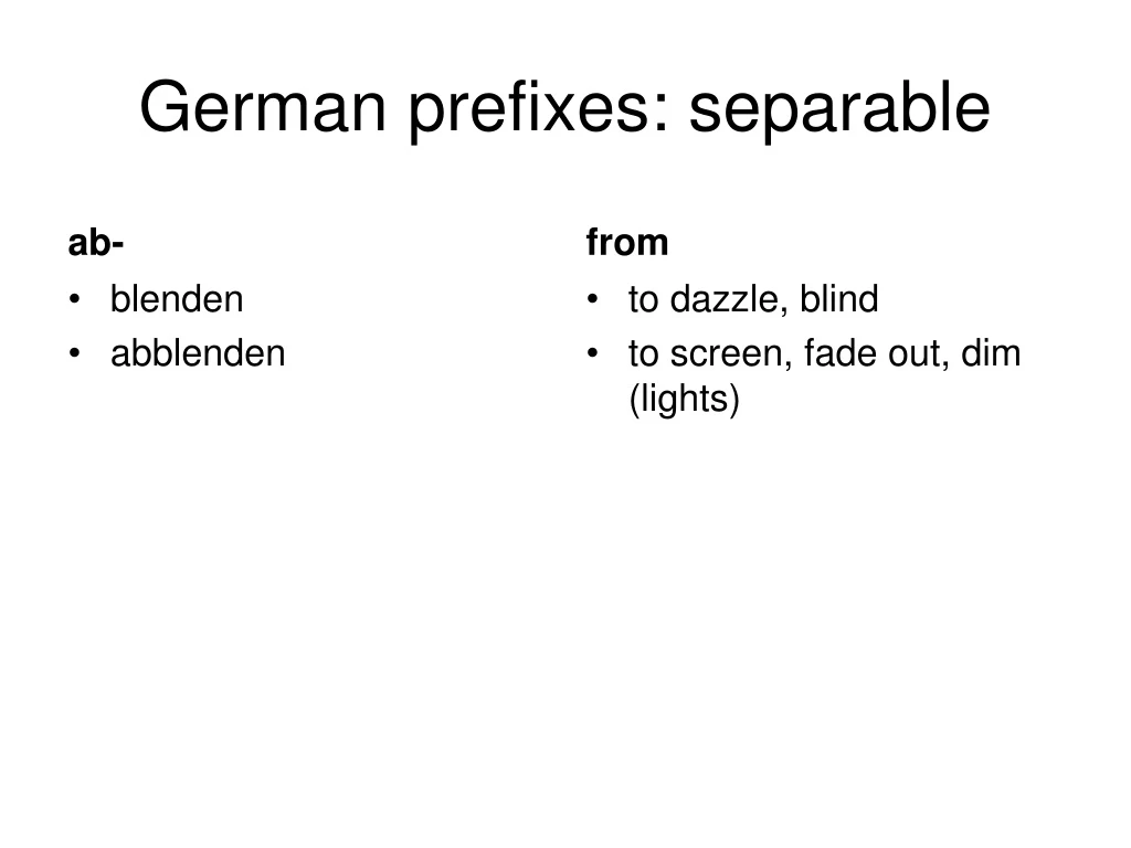 german prefixes separable