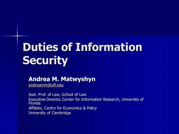 Duties of Information Security