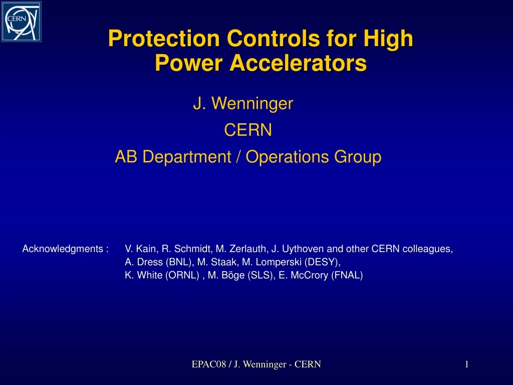 protection controls for high power accelerators
