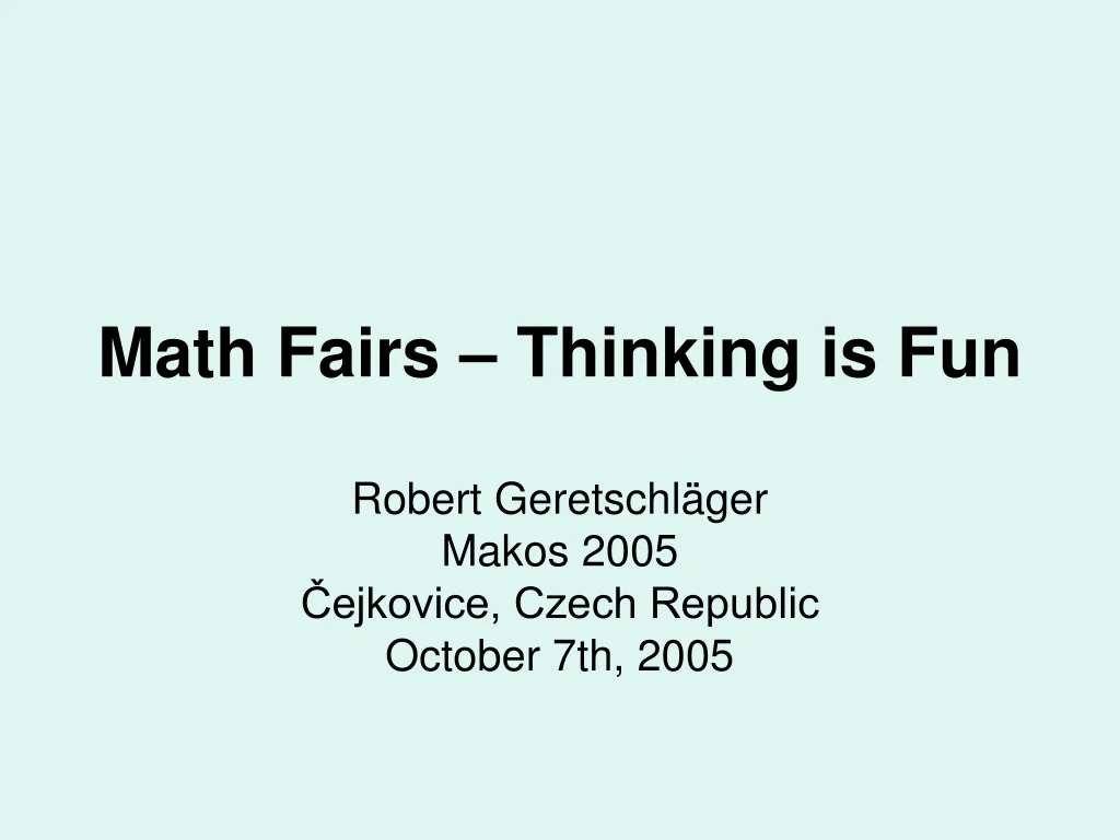 math fairs thinking is fun