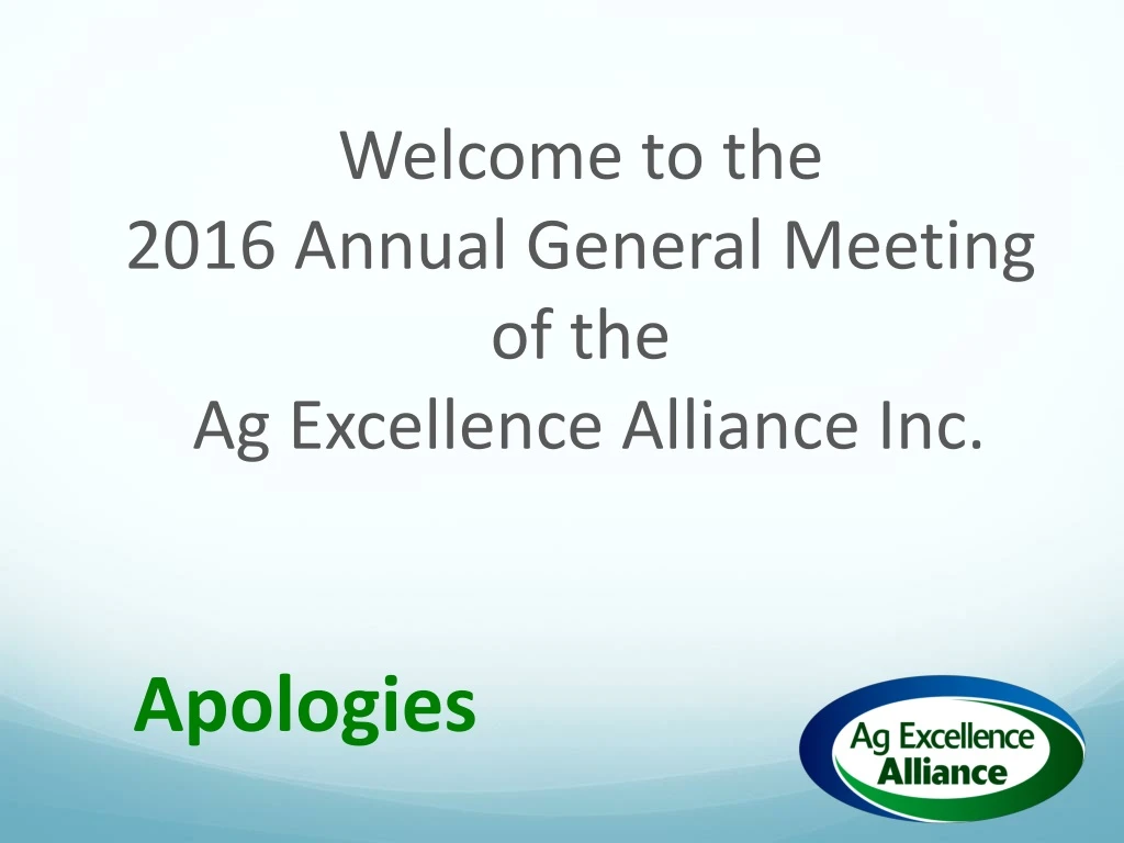welcome to the 2016 annual general meeting