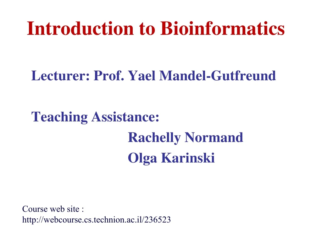 introduction to bioinformatics