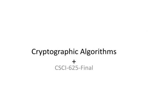 Cryptographic Algorithms +