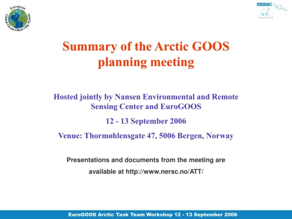 Summary of the Arctic GOOS planning meeting