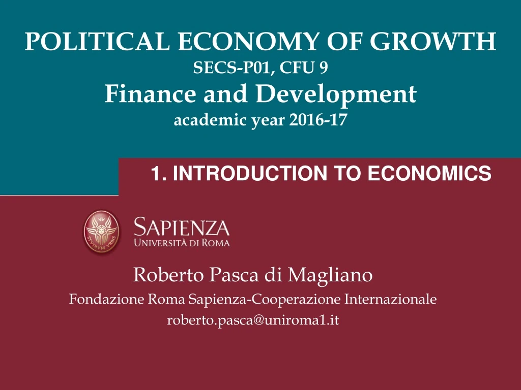 political economy of growth secs p01 cfu 9 finance and development academic year 2016 17