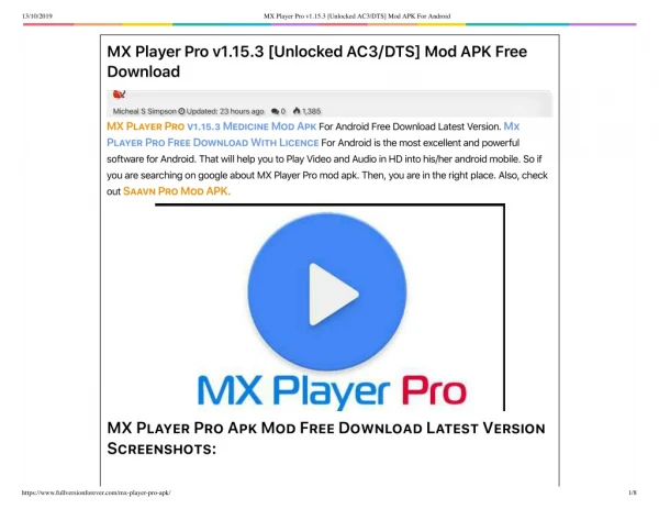 MX Player Pro v1.15.3 [Unlocked AC3/DTS] Mod APK Free Download