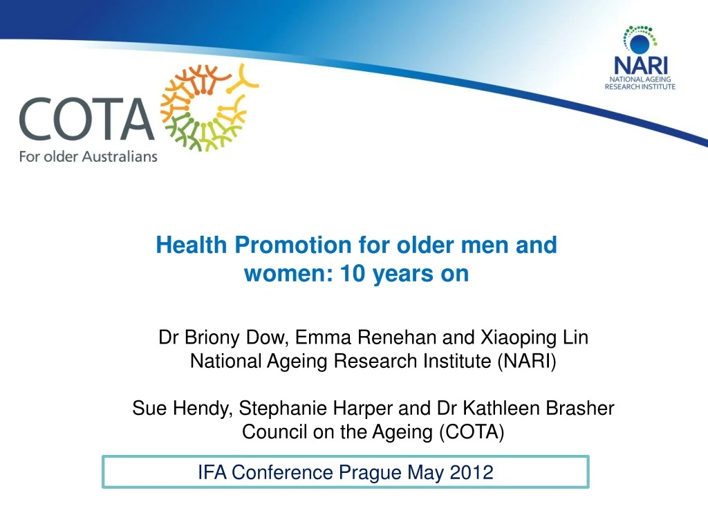 health promotion for older men and women 10 years