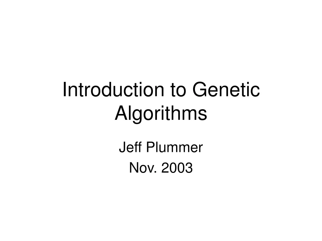 introduction to genetic algorithms
