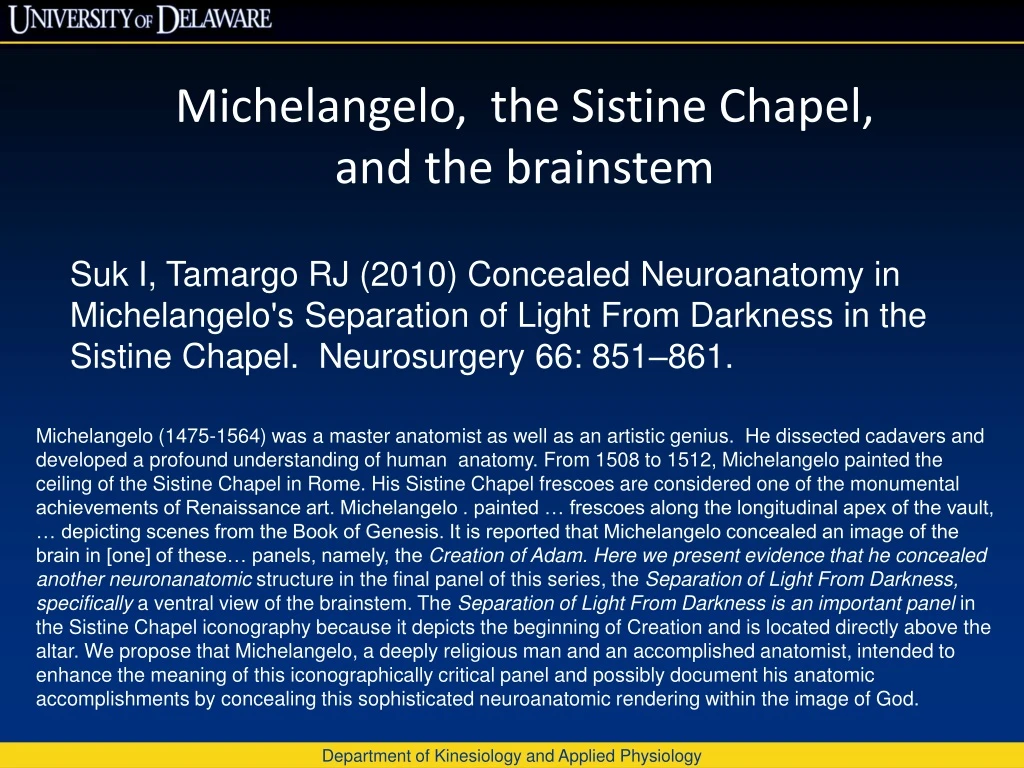 michelangelo the sistine chapel and the brainstem