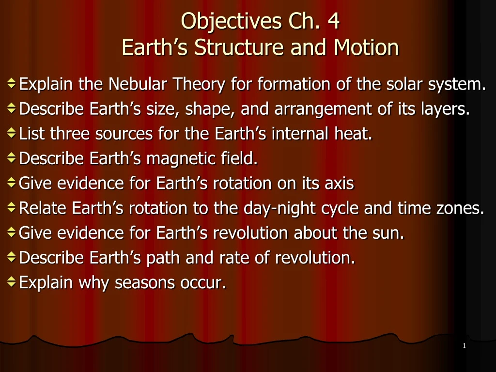 objectives ch 4 earth s structure and motion