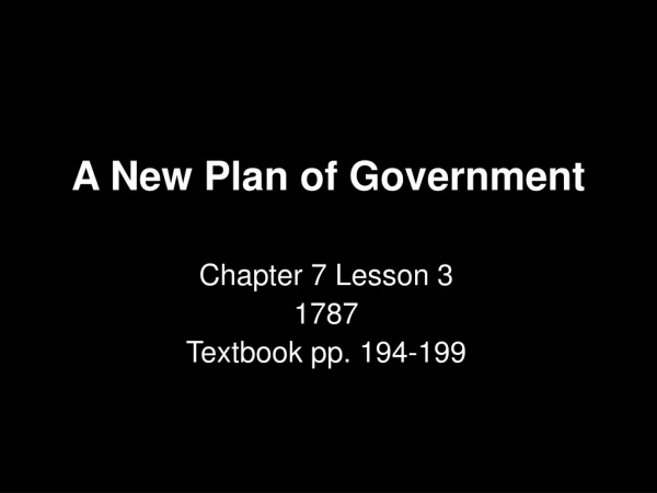 A New Plan of Government