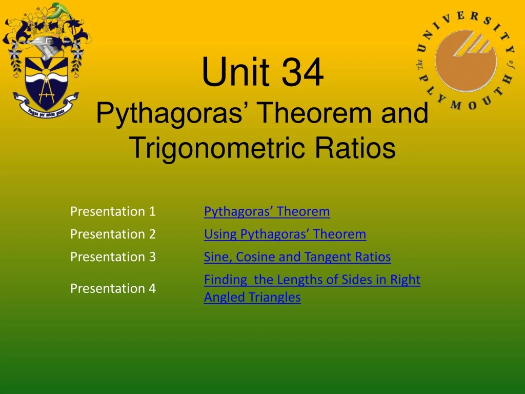 unit 34 pythagoras theorem and trigonometric ratios