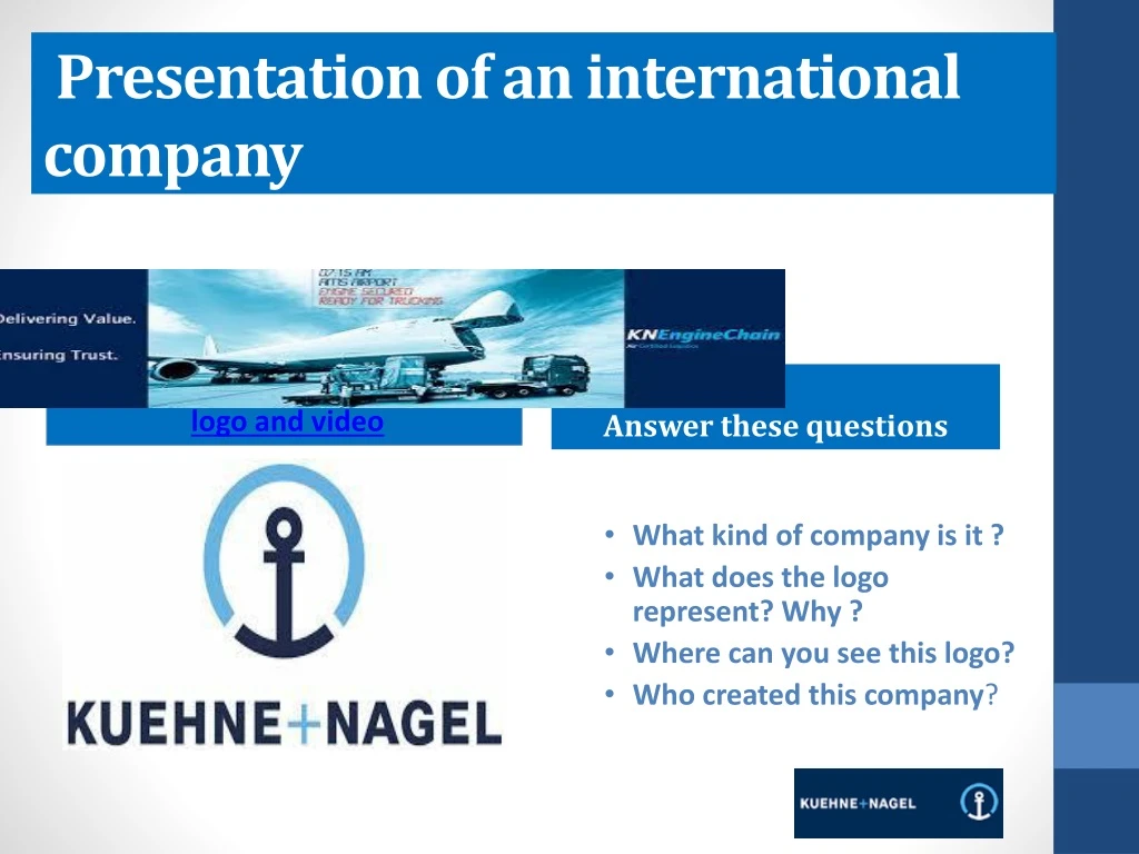 presentation of an international company