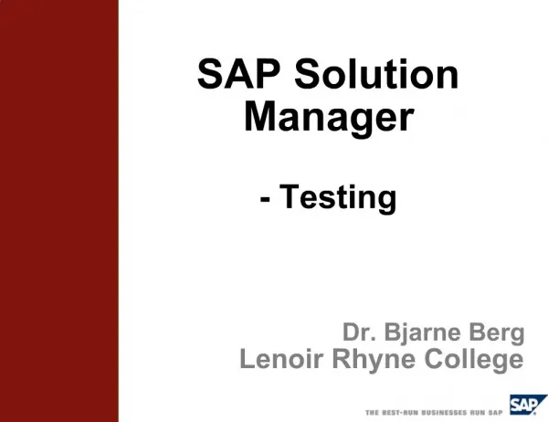 SAP Solution Manager - Testing