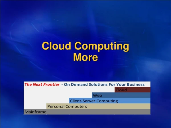 Cloud Computing More